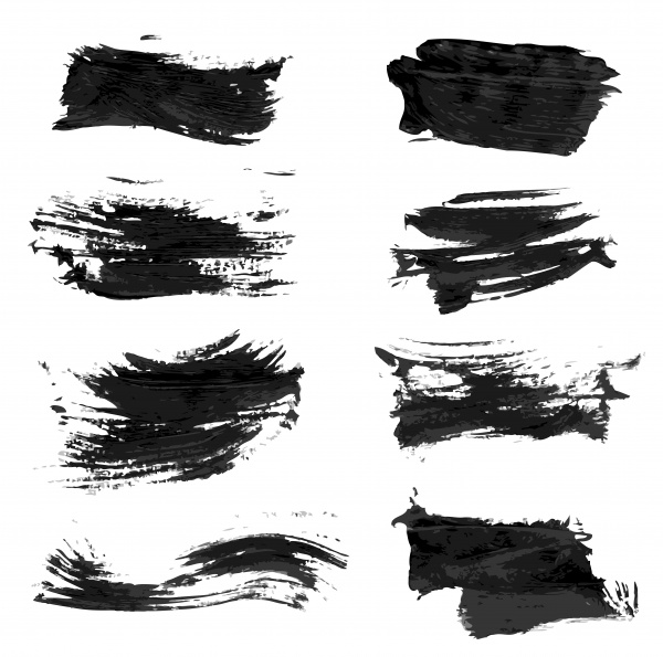 Abstract textured strokes and prints black gouache paint ((eps (26 files)