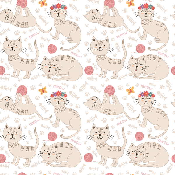 Cute cats seamless patterns ((eps ((png ((ai (20 files)