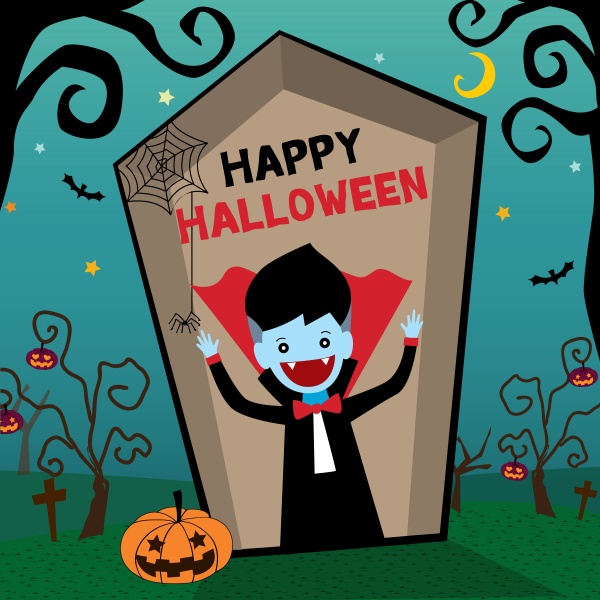 Cute little vampire with halloween ((eps (40 files)