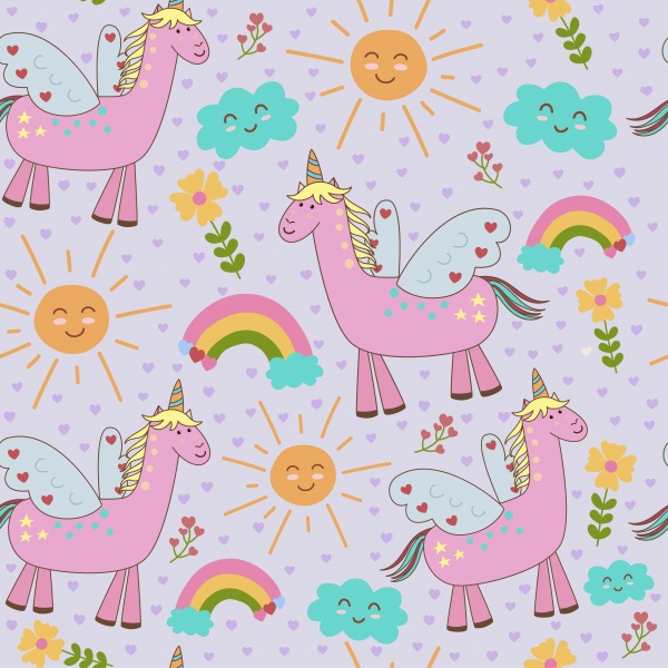 Cute Unicorns seamless patterns ((eps ((ai (9 files)
