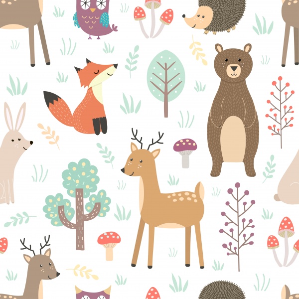 Forest. Seamless pattern and elements ((eps ((ai ((png (26 files)