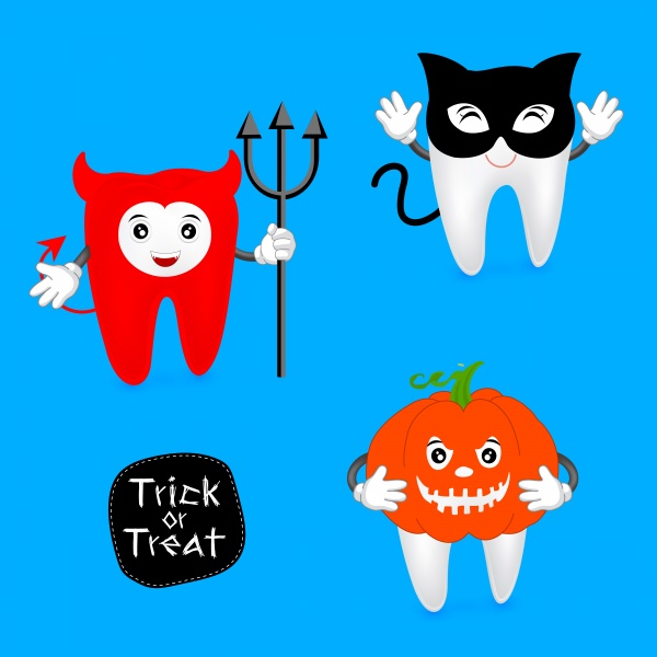 Halloween concept of teeth character set ((eps (20 files)