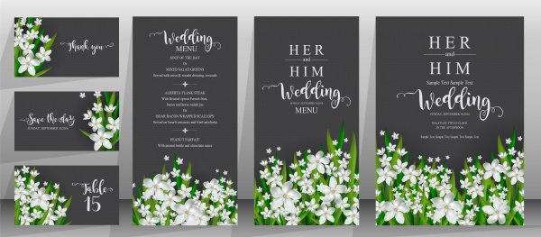 Beautiful wedding invitation with flowers in vector ((eps (10 files)