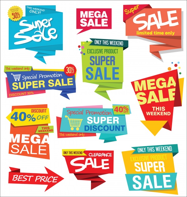 Sale stickers and tags origami design vector illustration ((eps (18 files)