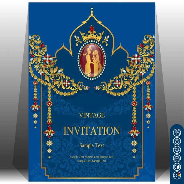 Beautiful vintage wedding invitation in vector ((eps (14 files)
