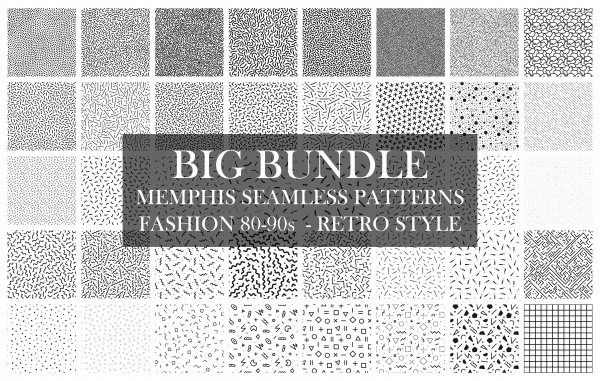 Bundle of Memphis Seamless Patterns ((eps ((png (104 files)