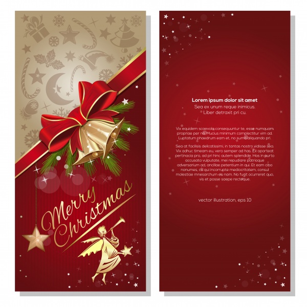 Greeting Christmas card with flying Christmas angel ((eps