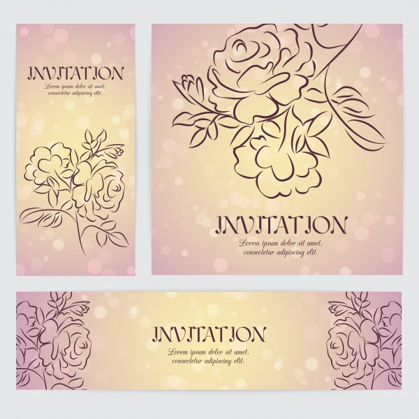 Vector backgrounds with roses for invitations ((eps (14 files)
