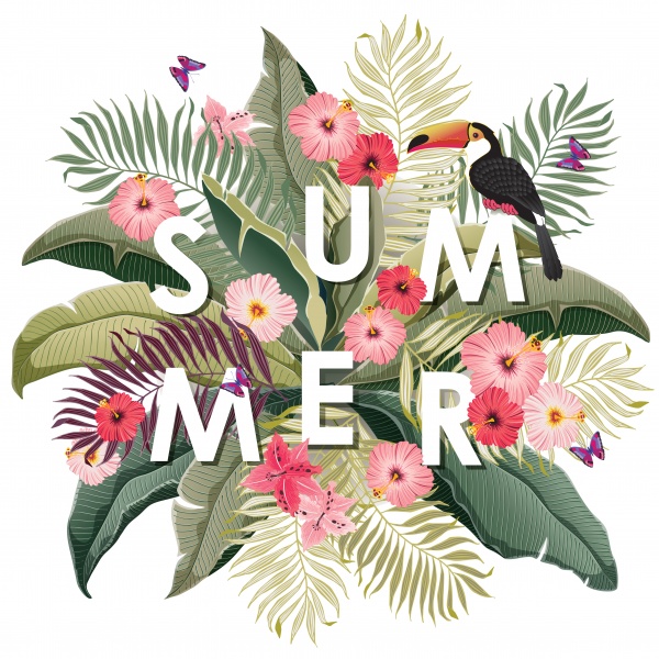 Summer vector background, floral numbers ((eps (14 files)