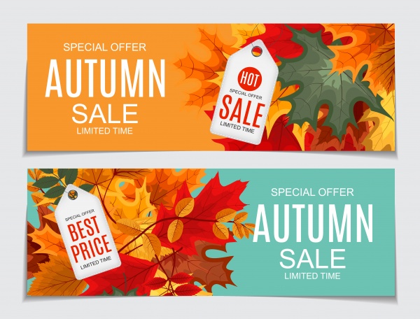 Vector illustration autumn sale background with falling autumn leaves ((eps - 2 (18 files)