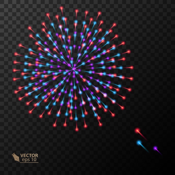 Abstract colorful fireworks explosion on dark vector background ((eps (38 files)