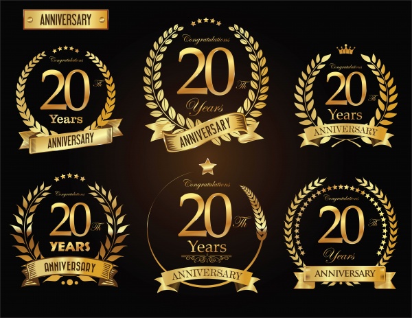 Anniversary golden laurel wreath years vector collection ((eps (48 files)