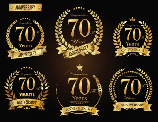 Anniversary golden laurel wreath years vector collection ((eps (48 files)