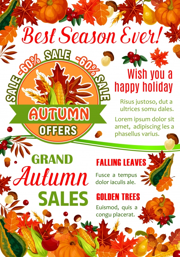Autumn vector sale poster for seasonal shopping ((eps (24 files)