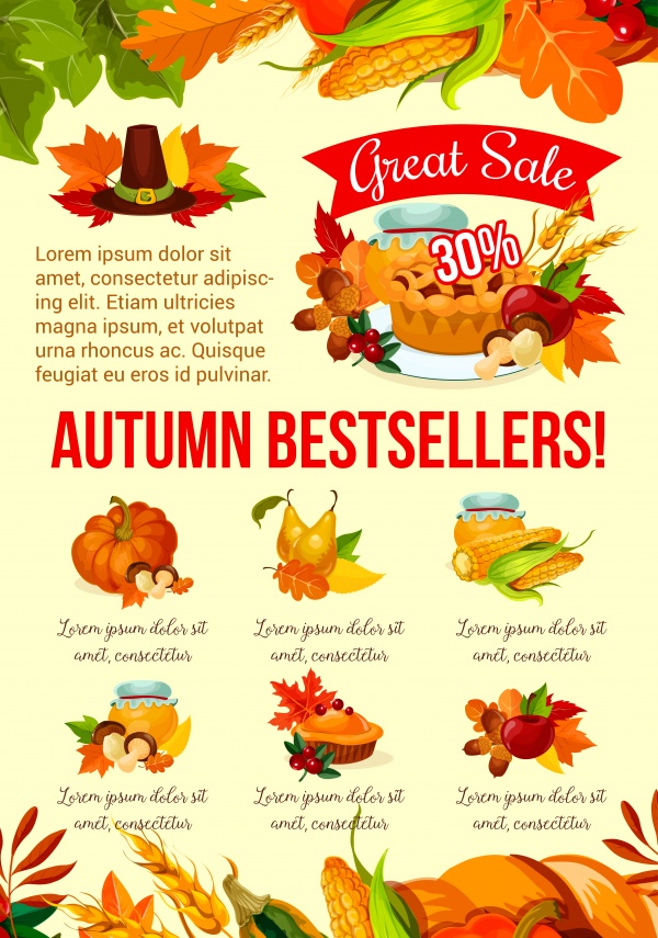 Autumn vector sale poster for seasonal shopping ((eps (24 files)