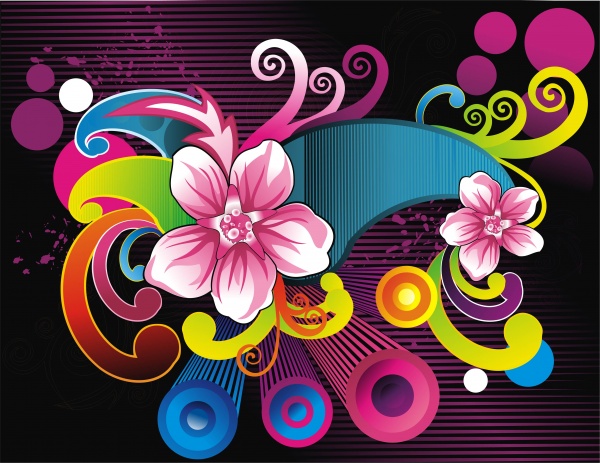 Background is a flower vector image (50 files)