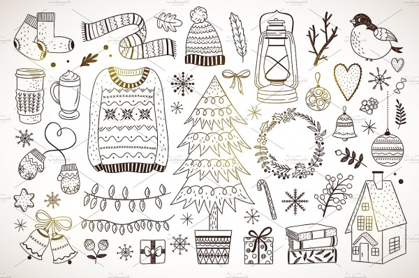 Cozy Winter Illustrations + Patterns ((eps ((jpg (144 files)