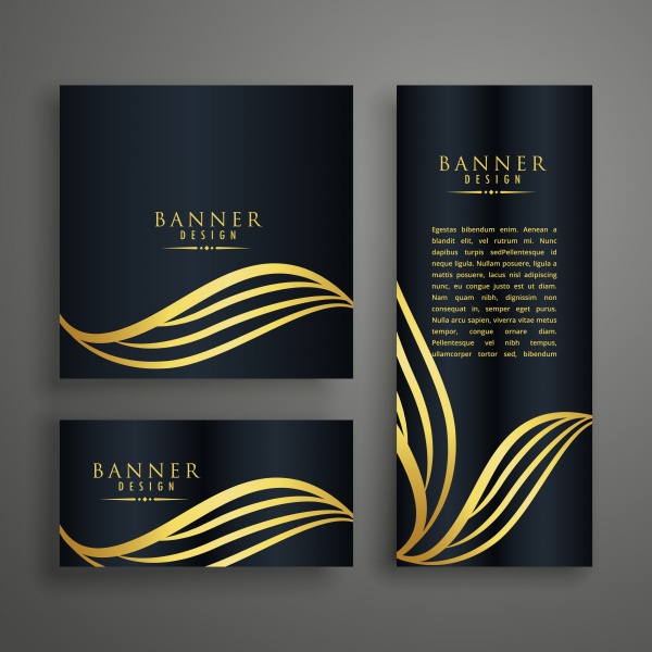 Elegant vector premium golden banner cards invitation set ((eps (18 files)