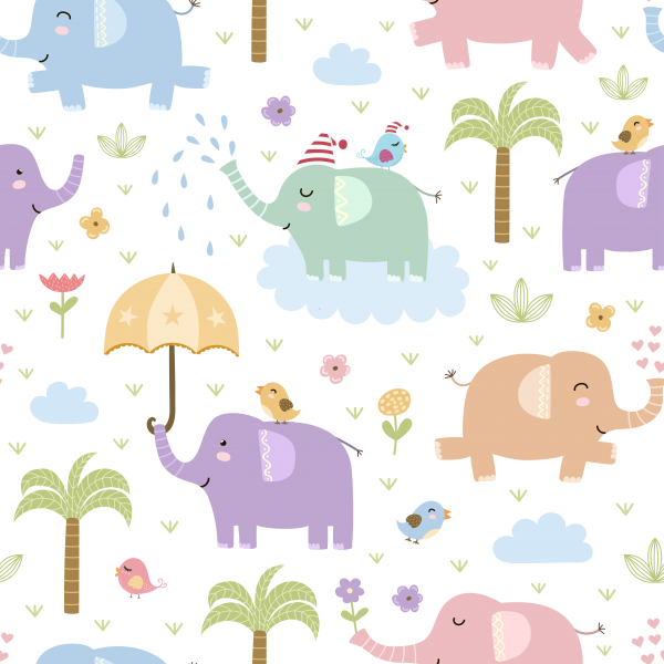 Elephants seamless patterns and clipart ((eps ((ai (36 files)