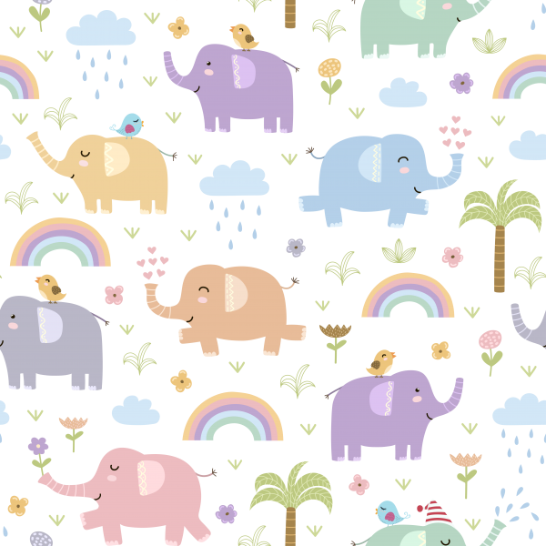 Elephants seamless patterns and clipart ((eps ((ai (36 files)