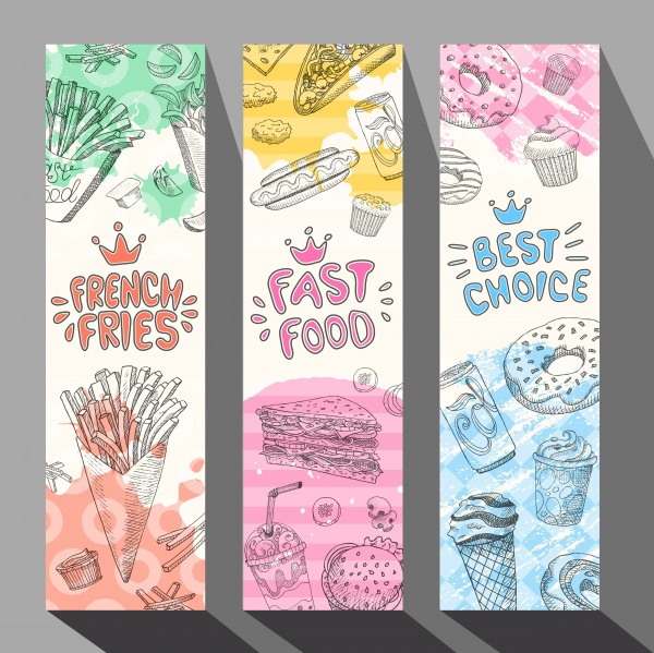Fastfood colorful modern vector banners set ((eps (24 files)