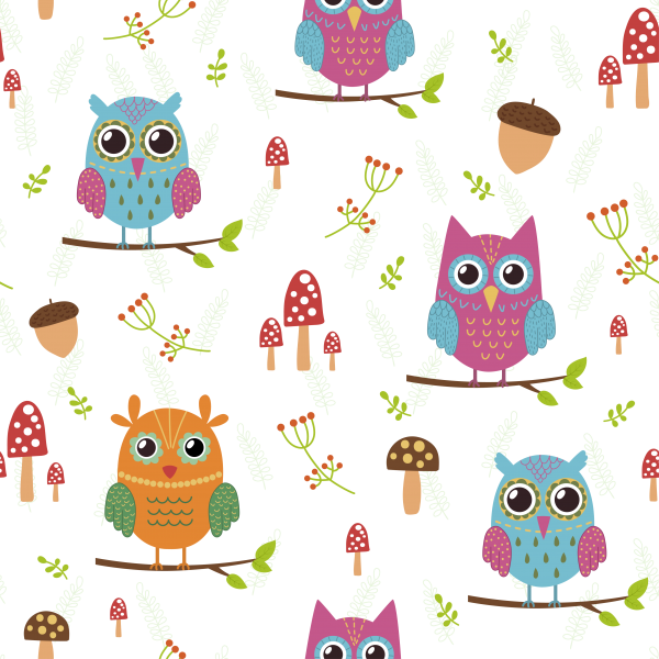 Funny Owls 4 seamless patterns ((eps ((png ((ai (16 files)