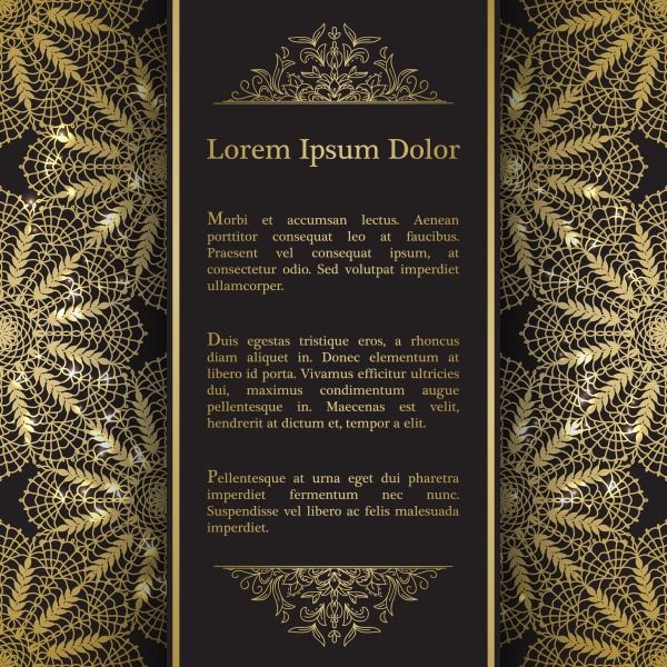 Gold and black invitation vector template, mandala background ((eps (32 files)