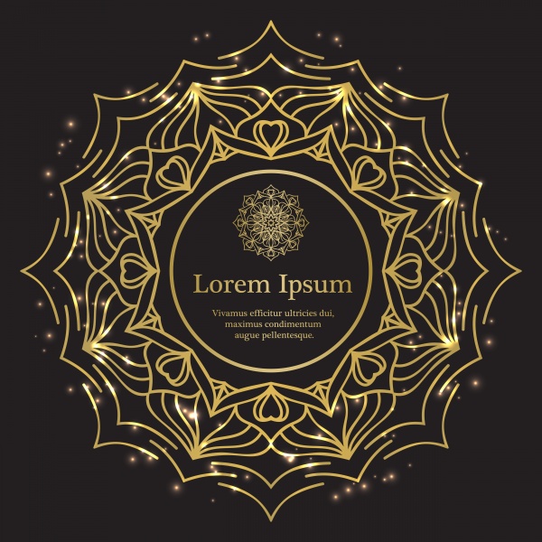 Gold and black invitation vector template, mandala background ((eps (32 files)