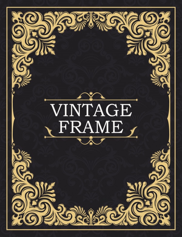 Gold decorative vector vintage frame, monogram, luxurious template ((eps (20 files)