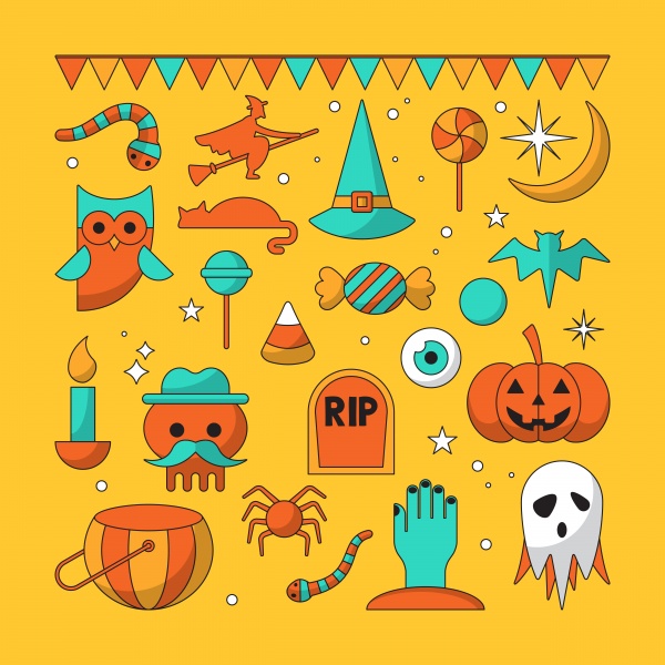 Halloween greeting card set for web and graphic design ((eps (16 files)