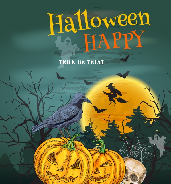 Halloween Party poster with pumpkin lanterns ((eps (22 files)