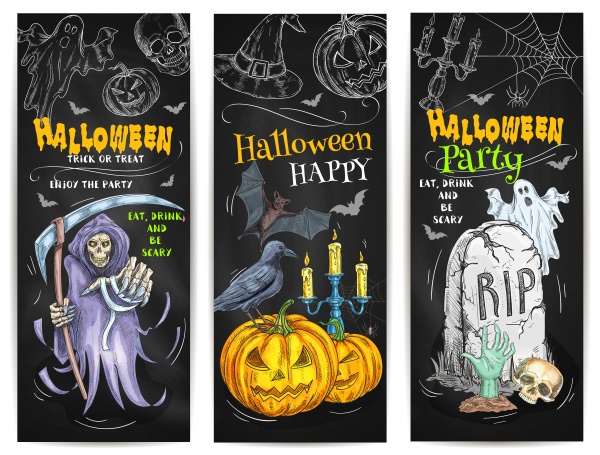 Halloween Party poster with pumpkin lanterns ((eps (22 files)