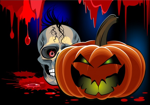 Halloween party, monster, skull, bat, party, pumpkin ((eps (16 files)