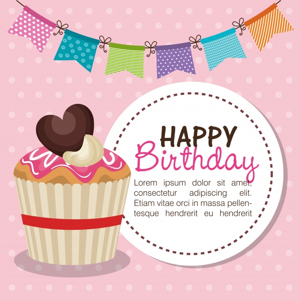 Happy birthday invitation with sweet cake ((eps (50 files)