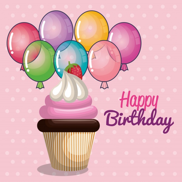 Happy birthday invitation with sweet cake ((eps (50 files)