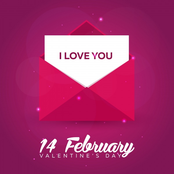 Happy Valentines Day. Pink envelope on pink background ((eps (50 files)
