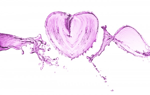 Heart from water splash with bubbles ((jpg (20 files)