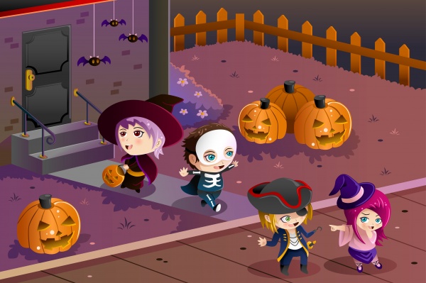 Kids wearing Halloween costumes ((eps (30 files)