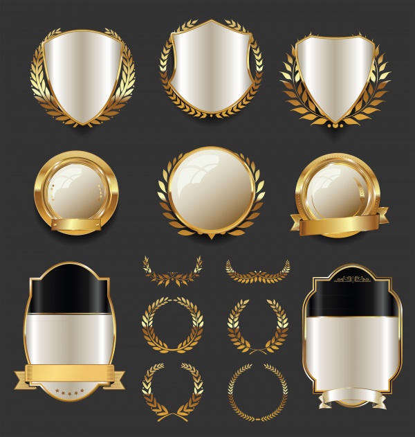 Luxury gold and silver vector labels, retro vintage collection ((eps (32 files)