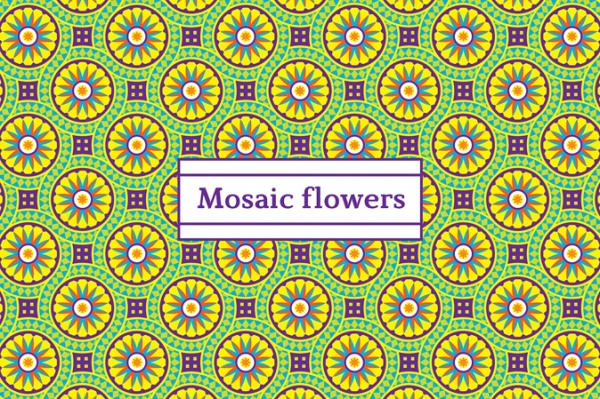 Mosaic flowers Festive patterns ((eps ((ai ((png (47 files)