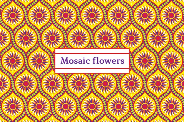Mosaic flowers Festive patterns ((eps ((ai ((png (47 files)