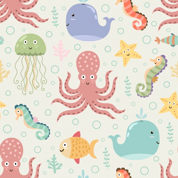 Sea Tales patterns, stickers, cards ((eps ((ai ((png (78 files)