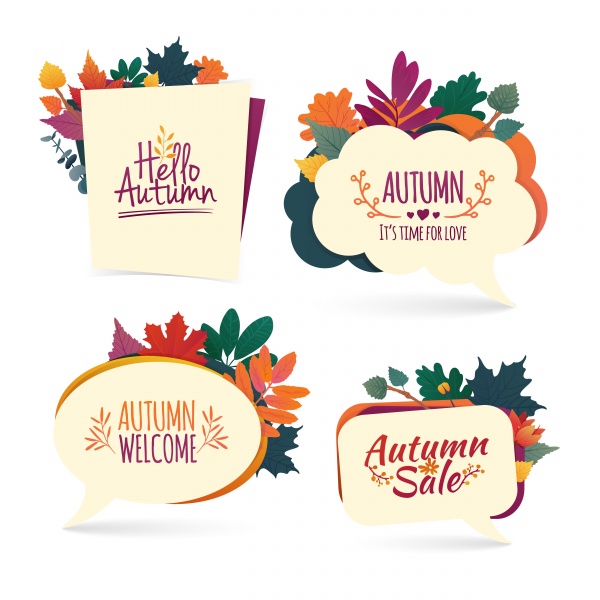 Set autumn vector bubbles, design banner with autumn sale and discount card ((eps (22 files)