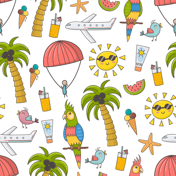Summer Time. Pattern and clipart ((eps ((ai ((png (26 files)