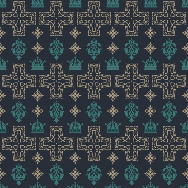 Vector seamless pattern ornaments with crowns ((eps (36 files)