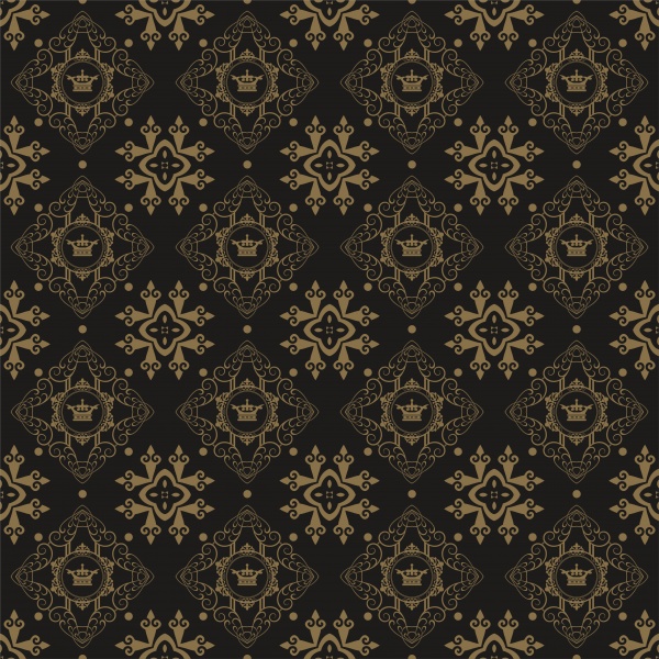 Vector seamless pattern ornaments with crowns ((eps (36 files)
