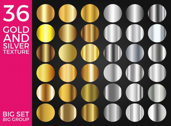 Vector set of golden and silver gradients ((eps (18 files)