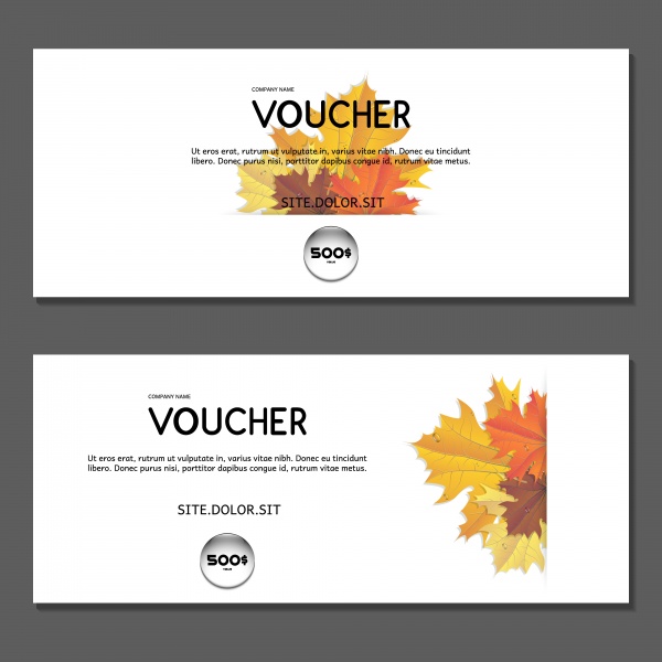 Vector vouchers with autumn leaves and grapes ((eps (22 files)
