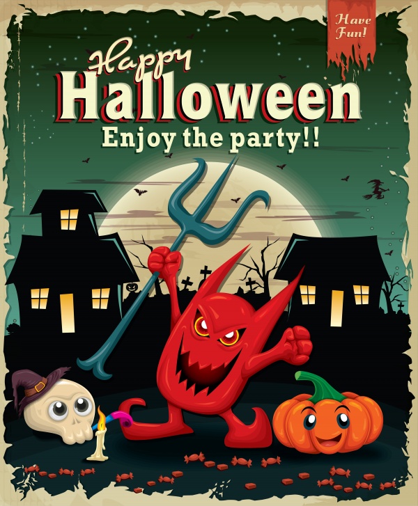 Vintage Halloween poster design 4 ((eps (50 files)