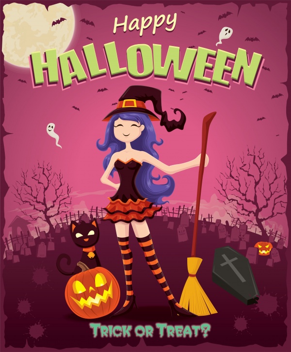 Vintage Halloween poster design 6 ((eps (50 files)